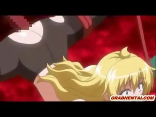 Rubia hentai pillada y brutalmente follada por tentáculos