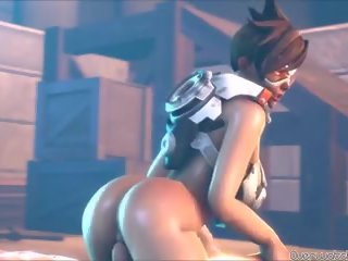 Barulhento curto cabelo tracer a partir de overwatch fica fodido difícil