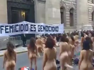 Bogel wanita protest dalam argentina -colour versi: xxx klip 01