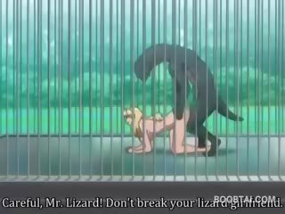 Rondborstig anime meesteres kut genageld hard door monster bij de zoo