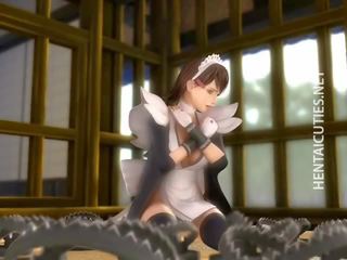 Kinky 3D anime maid sucking phallus